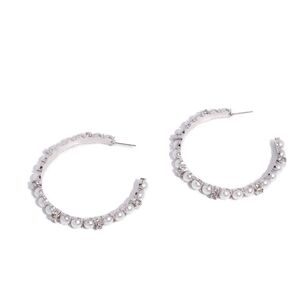 Elegant Silver Pearl Hoop Earrings